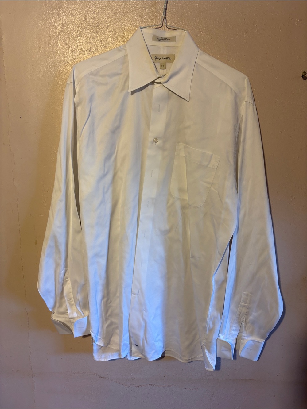 John W. Nordstrom White Men's Dress Shirt with Point Collar